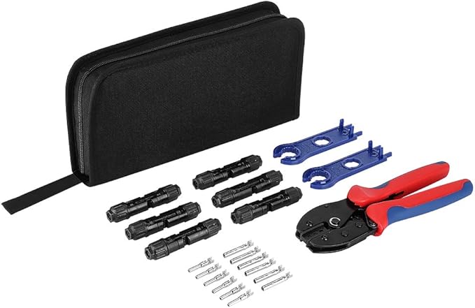 BougeRV Solar Crimper Tool Kit - Crimper, 6 Pairs Connectors, Spanner Wrench for Solar Panel Cable Assembly and Installation