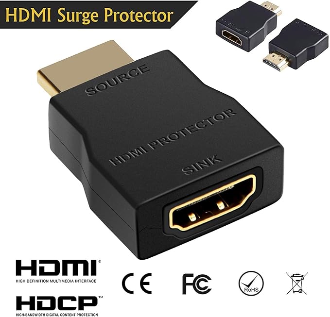 NEWCARE HDMI Surge Protector, Mini Portable HDMI 1.4 Protector for ESD and Surge Protection, Support HDCP 4K 30Hz (5, Black)