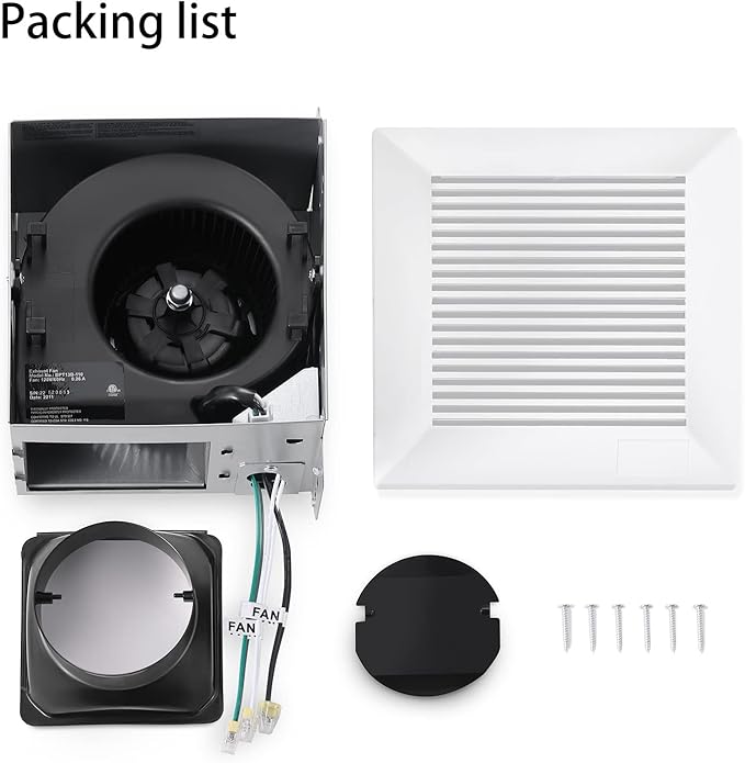 Bathroom Exhaust Fan 110 CFM Very Quiet with Matel Housing, Ceiling Mount Ventilation Fan Large Air-flow Capacity, Energy-Saving Household Bath Vent Extractor, White Plastic Grille