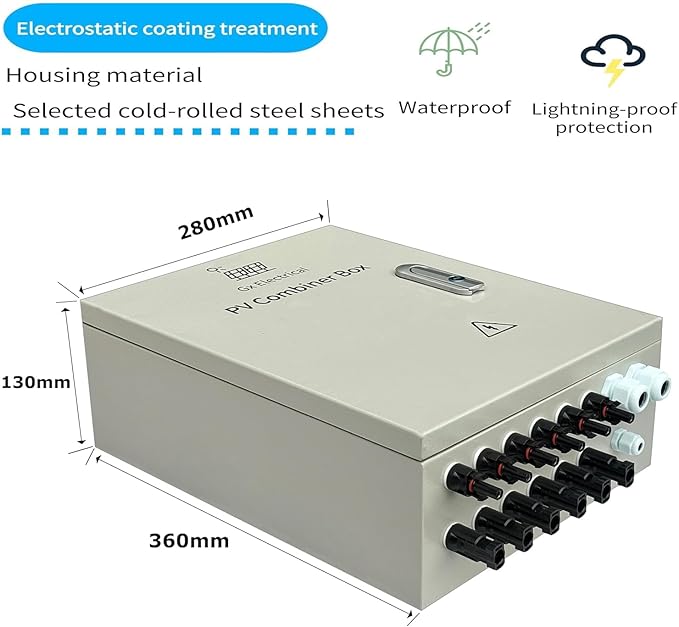 Solar Combiner Box 6 Strings 150A DC Main Circuit Breaker with Power Surge and 25A Circuit Breaker This PV Combiner Box is Suitable for On/Off-Grid Solar Power