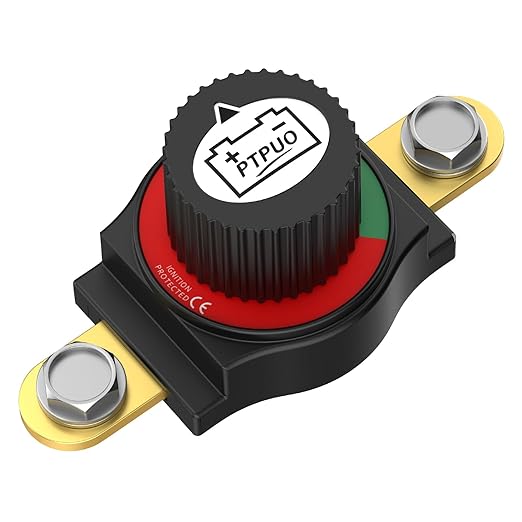 Side Post Battery Disconnect Switch 12V–48V, Nylon 66 & Brass, Flame-Retardant, Corrosion-Resistant, Battery Cut Shut Off Kill Switch for Car Trucks RVs Marine and Camp Trailers