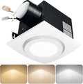 Bathroom Exhaust Fan with Light 88CFM 1.0 Sone, Quiet 28W Bath Shower Fan 3CCT Color LED Light Adjustable 8 x 8 inch Extractor Vent for Bathroom White