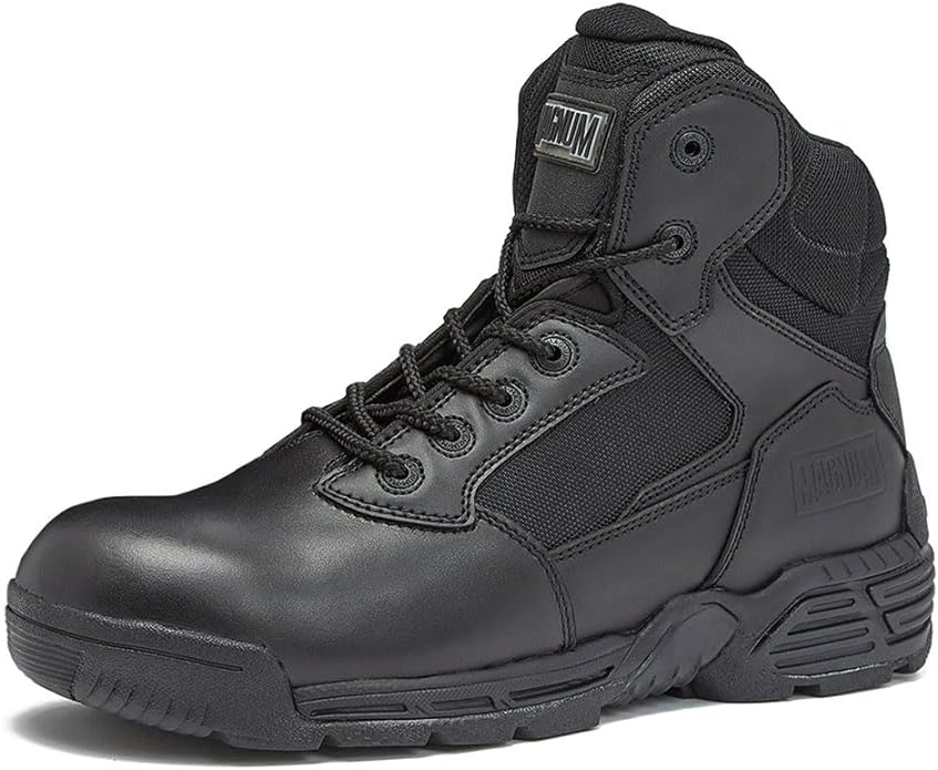 MAGNUM Men's Stealth Force Black Work Boots for Men Waterproof, Security Slip Resistant Lightweight Police Hiking and Tactical Boots Men, 6 Inch Law Enforcement Boots - Black, 10 Medium