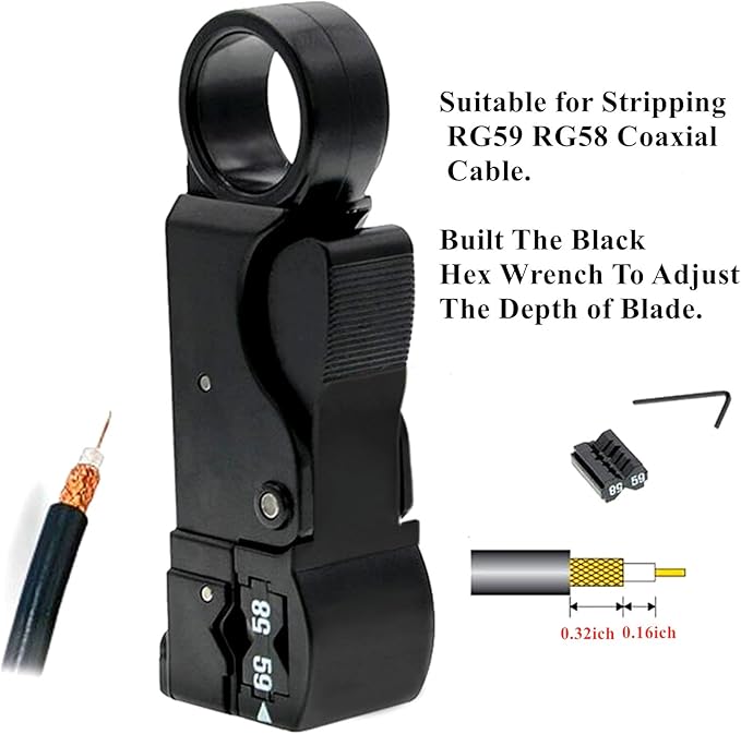 Coaxial Cable Tool Kit - BNC Crimp tool for RG58, RG59, RG62, RG174, 20PCS BNC Male Crimp Connectors for RG58 and 10PCS Female to Female Connectors, Heat Shrink Tubing Cable Tester, Stripper