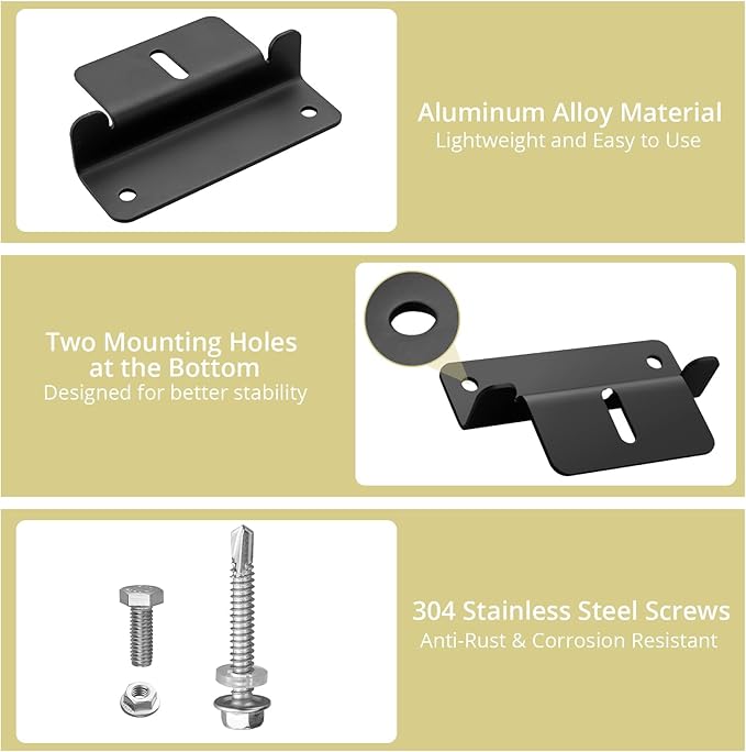 Anbte 4PCS Solar Panel Mounting Z Brackets, Aluminum Solar Panel Mounting Bracket 304 Stainless Steel Screws, Stable, Rust - Resistant, Easy Install for Roof, RV, Boat, Yacht, Black