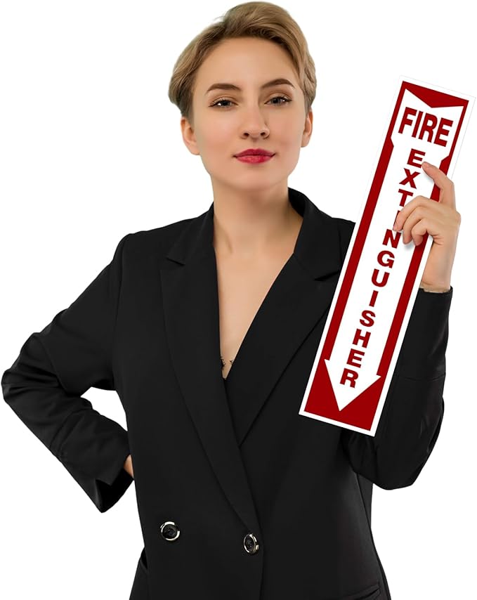 Fire Extinguisher Sign for Home,business or boat with Mount and Sticker glow in the dark 3 Pack 4" X 18" Durable Self Adhesive, Waterproof and UV Protected