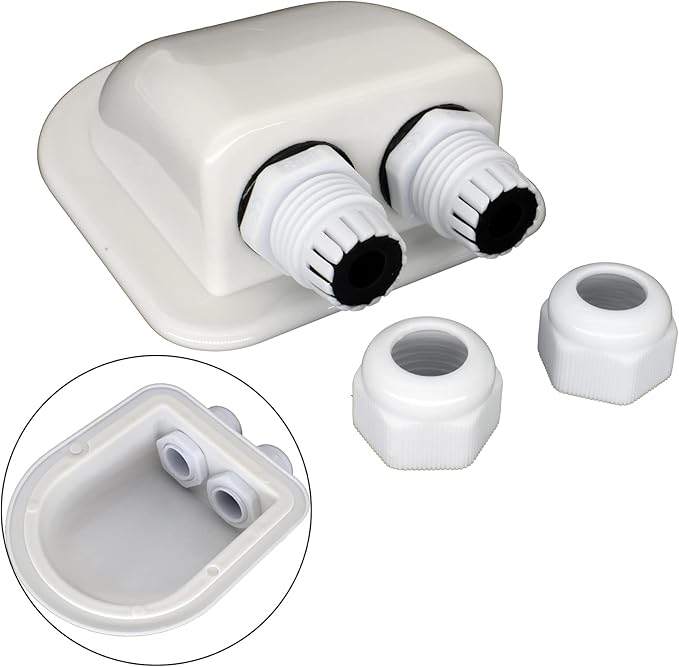 AUTOXBERT IP68 Weatherproof Solar Cable Entry Gland Solar Panel Wire Box RV Roof Top Junction Box Solar Double Cable Through Entry Housing for RV Marine Boat Caravan Campervan Travel Camper Van