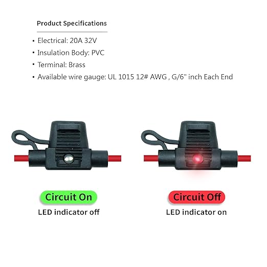 Waterproof in-line ASP LED Fuse Holder,12 AWG for Automotive, Marine（2 Pack）