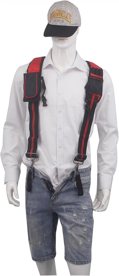Heavy Duty Tool Belt Suspenders for Men 3 Point Padded Suspenders with Attachment Loops for Men