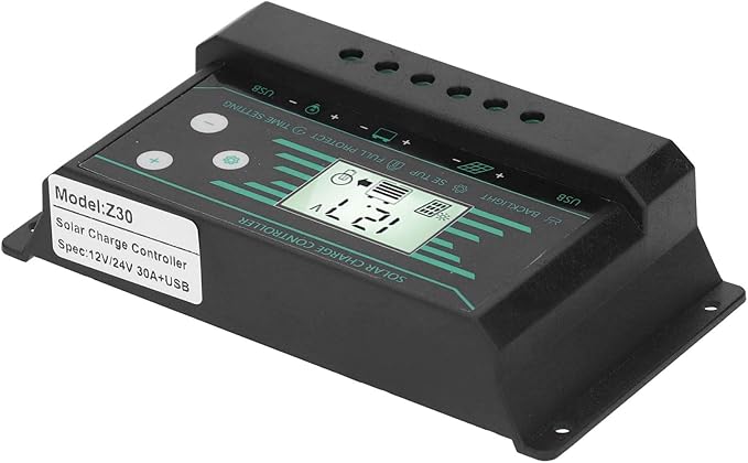 Solar Charge Controller 30A 12V/24V PWM with LCD Display USB Output for Solar Panel Battery and Lighting System(z30)