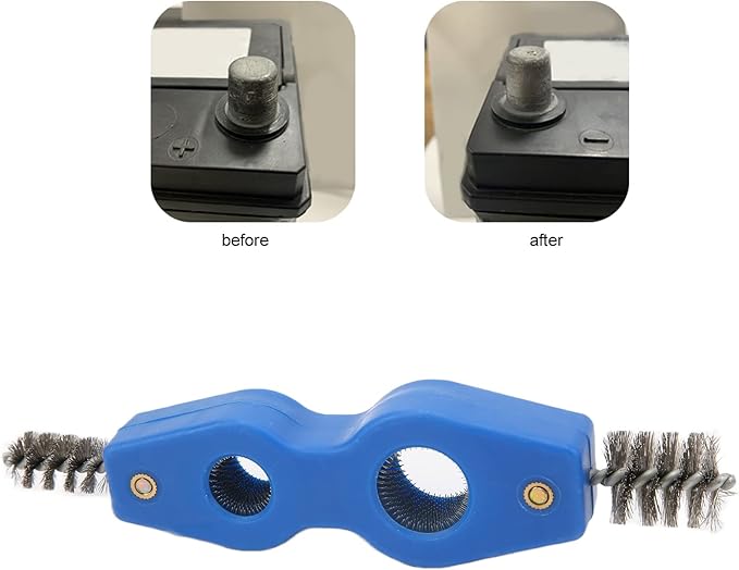 Battery Terminal Cleaner, 4 in 1 Battery Terminal Brush, ABS Car Battery Cleaner Kit with Steel Wire, Battery Post Cleaner Tool for Cleaning Battery Terminals, Pipes