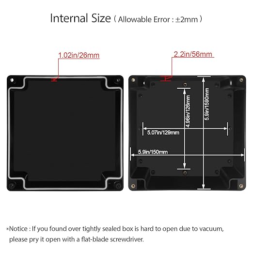 LeMotech Electrical Box ABS Plastic Project Box IP65 Waterproof Junction Box Project Case Universal Enclosure for Electronics Black 6.1x 6.1x 3.4 inch(160x160x90mm)（Pack of 1