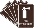 Signs ByLITA Portrait Round Fire Extinguisher Sign with Adhesive Tape, Mounts On Any Flat Surface (Dark Brown) - Large (5 Pack)