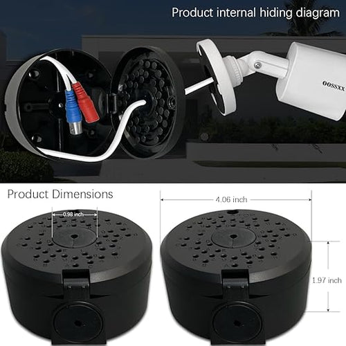 (ABS New) Security Camera Junction Box,Security Camera Bracket Outdoor,Plastic Waterproof Security Camera Mount Hide Cable Junction Box for Arlo Solar Panel Flip Cover Cable Cover