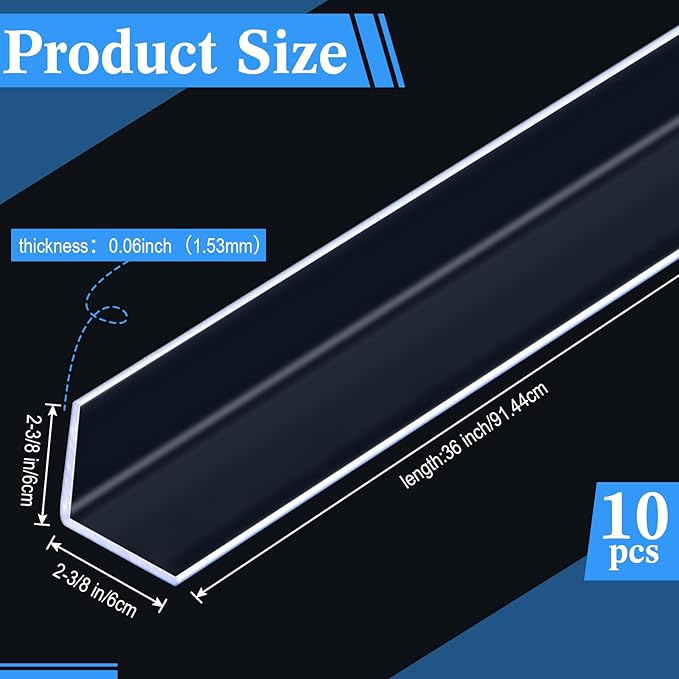 Sasylvia 10 Pcs 2-3/8 x 36 Inches Wall Corner Protector Guards, Avoid Scratching Scuffs, Clear Vinyl Corner Trim Molding, Easy to Install & Cleaning for Door Countertop Furniture Cabinet Protection