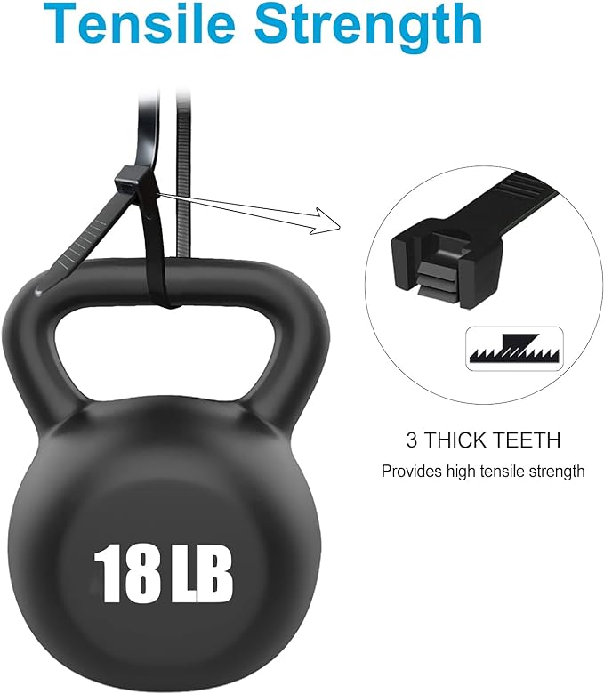 Zip Ties 4 inch, Small Zip Ties with 18 lb Tensile Strength, Black, 1000 Pack, by Tantti Supply
