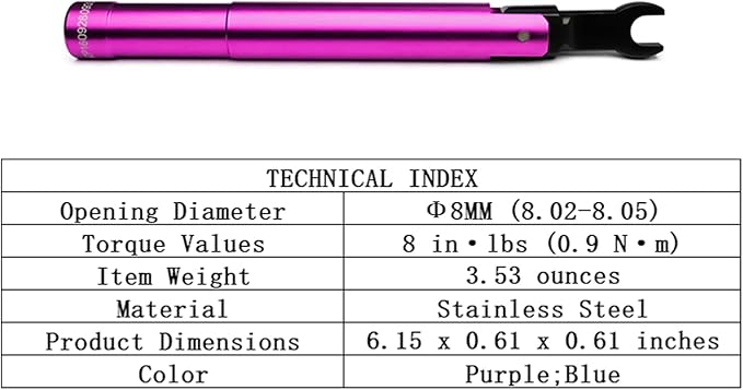SMA Torque Wrench for RF Connector, 8mm Opening, 0.9 Nm Torque, Alloy Steel Material, Purple Color