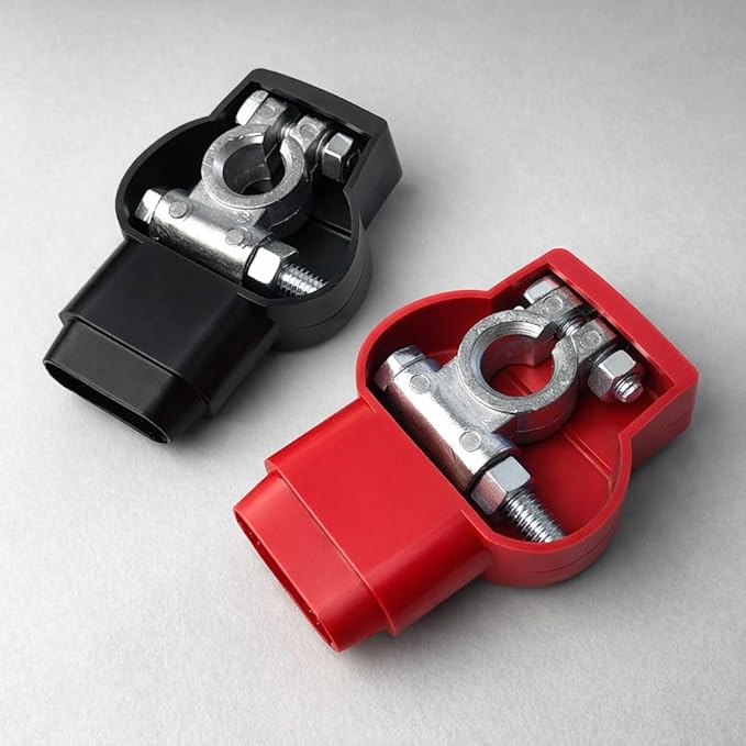 MGI SpeedWare Military Spec Heavy-Duty Battery Terminal Connectors, Top Post Positive and Negative End Pair with Insulator Covers