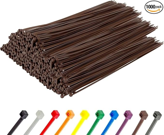GTSE 14 Inch Brown Heavy Duty Zip Ties, 1,000 Bulk Pack, 120lb Strength, UV Resistant Nylon Cable Ties, Self-Locking 14" Tie Wraps