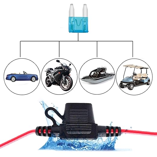 MuHize 12V Mini Fuse Holder - 120 Pcs Multi-Size Blade Fuses (2A 3A 5A 7.5A 10A 15A 20A 25A 30A 35A) & 10pcs 14AWG Holders, for Car Audio/RV Protection
