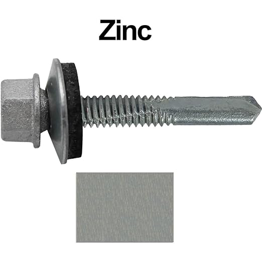 12 x 1-1/2" NO Paint Type 5 Drill Point Roofing Screws - Hex Washer Head - Self-Starting/Tapping - EPDM Washer. 1 x 250 Count Bag - 250 Screws