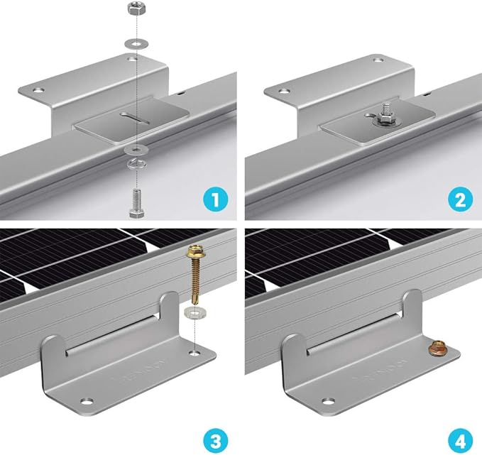 Renogy 2 Sets Solar Panel Mounting Z Brackets Lightweight Aluminum Corrosion-Free Construction for RVs, Trailers, Boats, Yachts, Wall and Other Off Gird Roof Installation, 2 Count