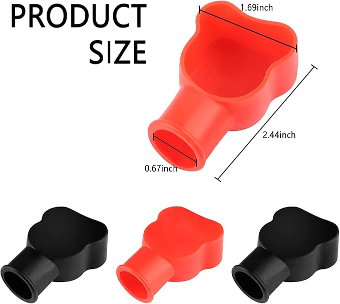 4PCS Battery Terminal Covers,Insulating PVC Battery Terminal Protector,Black&Red Marked Positive and Negative Car/Marine Battery Terminal Cover Kit