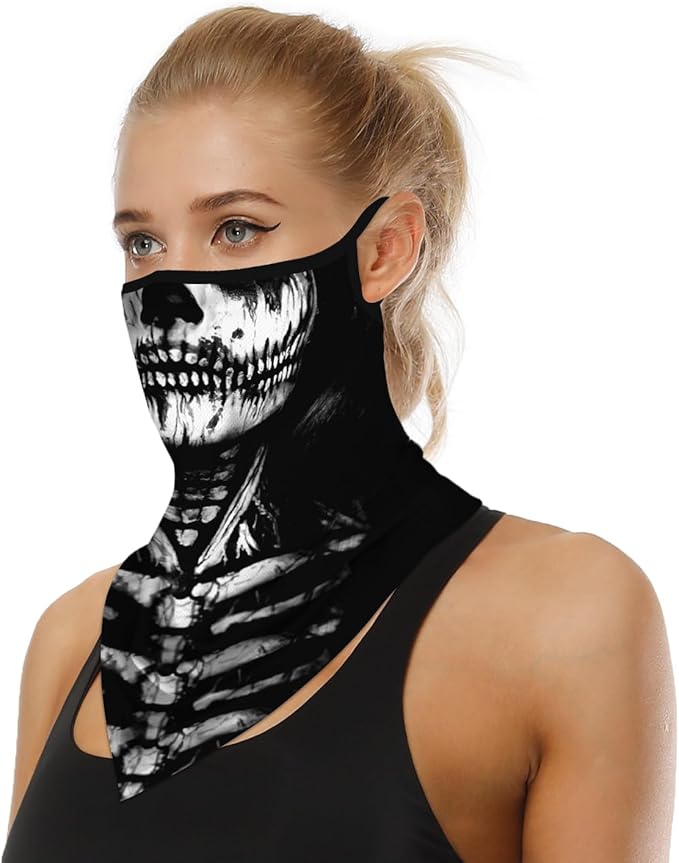 YAYOUREL Neck Gaiter Face Mask Bandanas for Men Women UV Face Scarf Cover Ear Loop Hole Facemask for Fishing Running Cycling