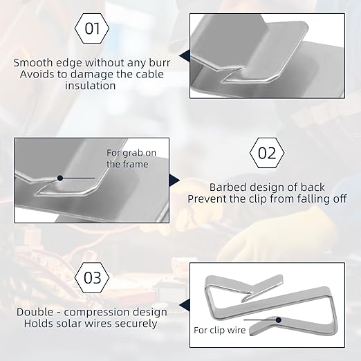 25 PCS Trailer Frame Wire Clips, Metal Trailer Wiring Clips for Wire Management, Stainless Steel Cable Wire Clips for All Types Cargo Camper Boat Snowmobile Trailer