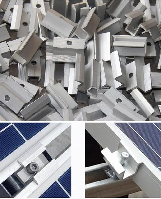 Solar Panel Mounting Z Brackets - Adjustable Aluminum Clamps 30-45Mm, 20 Mid and 8 End Clamps for Panels
