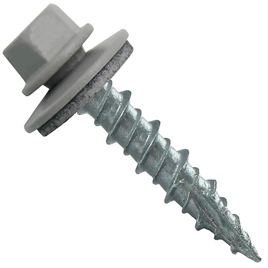 Metal Roofing Screws: (250) 10 x 1 ABC Gray Hex Head Sheet Metal Roof Screw. Self Starting Metal to Wood siding Screws with EPDM Washer. Colored Head