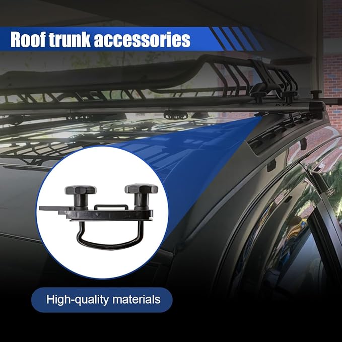 4PCS Roof Box U-Bolt Clamps, Car Roof Rack Metal Mounting Brackets with 8 Lock Nuts & 2 Straps, 83mm Inner Width Auto Rooftop Cargo Carrier Rack Installation Accessory (Black)