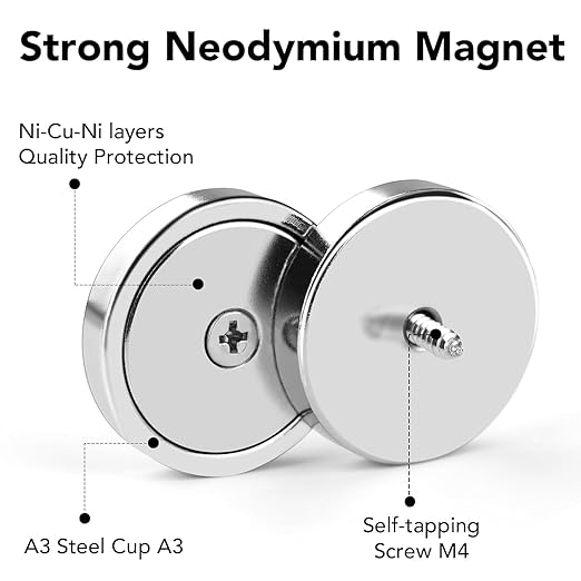 LOVIMAG 20LBS Neodymium Magnets, 6Pack Rare Earth Magnets with Matching Screws, for Kitchen Doors, Tool Room, Lifting - 0.63x0.19inch