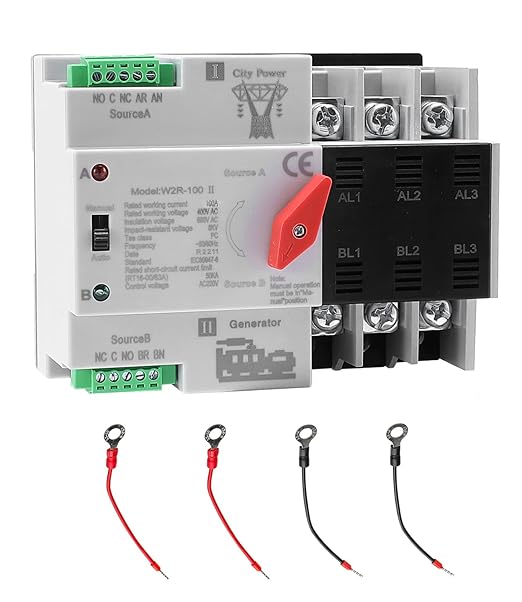 100Amp AC 220V Automatic/Manual Transfer Switch 3P 50/60Hz, 3POLE 100A Mini ATS Solar Auto Dual Power Switch for Home, Din Rail Mounted Cn Automatic Changeover Fast Transfe for Rv, Lv Power