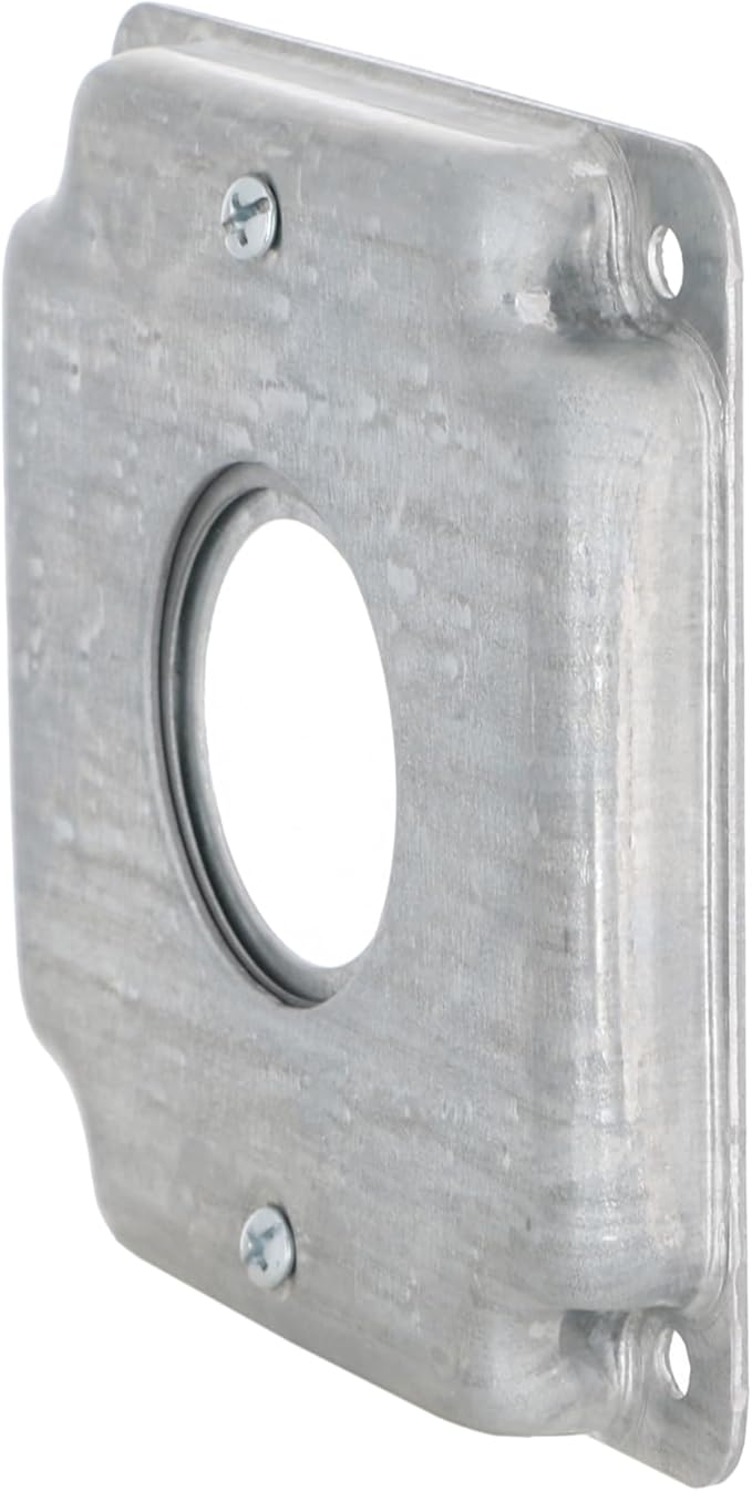 4 in. Square Cover, Universal Exposed Work, 1-Round Device, 3-in-1 Plates
