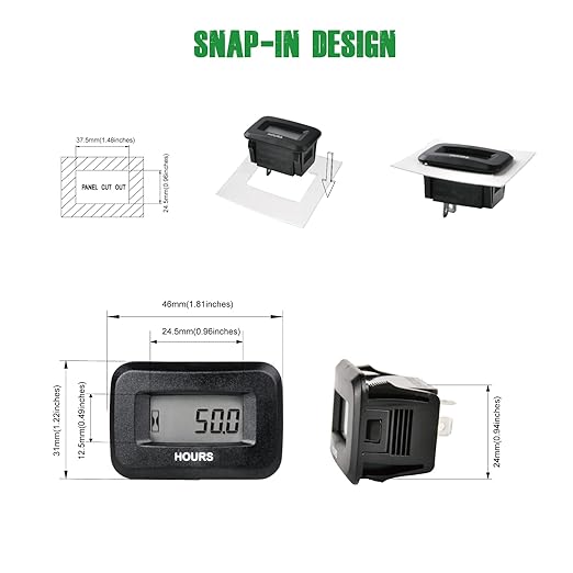 Yooreal Digital OEM Maintenance Hour Meter Gauge,Volt DC 5V-60V,Works on Various of ZTR/Riding Lawn Mower Tractor Snow Blower Land Edger Pressure Washer Tractor