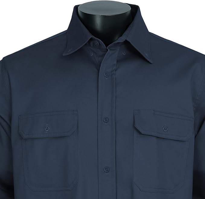 100% Cotton Mens Fr Shirts 7.5oz Flame Resistant Shirts NFPA2112 Men's Fire Retardant Welding Shirts