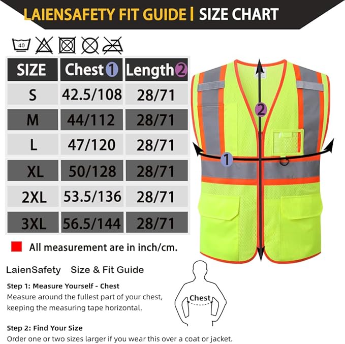 Reflective Safety Vest for Men Women with Multiple Pockets Class 2 High Visibility Mesh Vest Hi Vis Construction Work Vest,Meets ANSI/ISEA Standards(EK1-178-Yellow-XL)