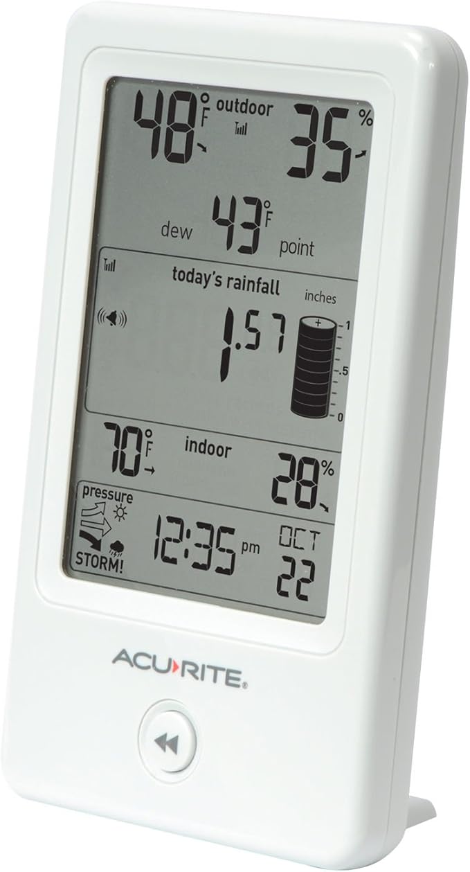 AcuRite 01089M Rain Gauge with Thermometer & Humidity