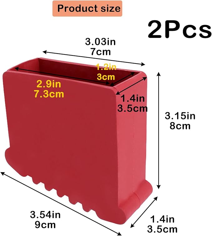 Geesatis 2Pcs Non-Slip Folding Ladder Feet Mat,Rubber Pads Covers Ladder Foot Pads,Anti-Skid Ladder Leg Cushion Bumper,1.2x2.9 Inch (Red)
