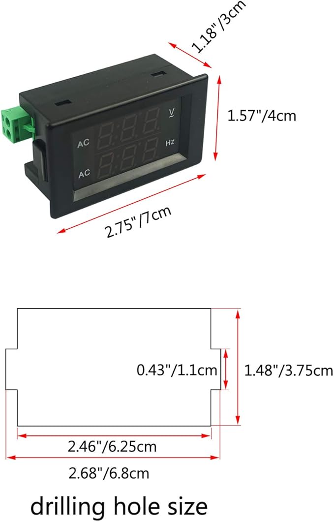 Digital AC Voltage Frequency Meter, AC 80-500V Voltmeter 45-65Hz Frequency Counter, LED Display Voltage Gauge, Mini Volt Hz Monitor Tester, High Voltage Panel Indicator -for Generator, RV