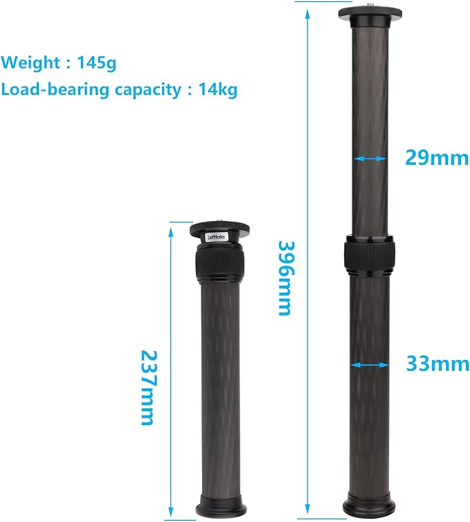 Carbon Fiber Tripod Extender,Two-Section Tripod Extension Pole,Gimbal Stabilizer Photography Telescopic Extension Rod,for Gimbal/DSLR Camera