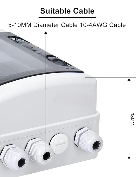 DIHOOL Solar Panel Disconnect Switch with PV Surge Protector, RV Breaker Box, 40 Amp DC1000V PV Combiner Box IP65