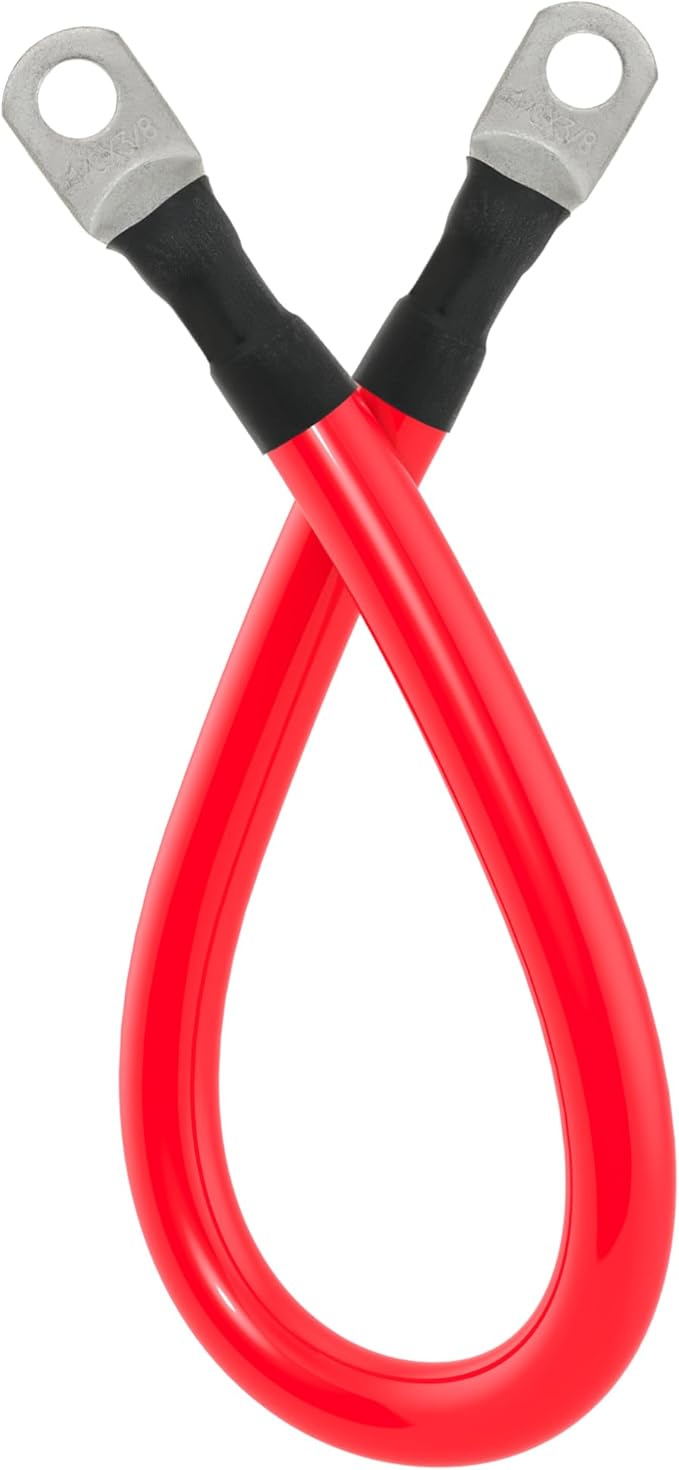 1/0 AWG Battery Cable 1/0AWG Gauge Battery Inverter Cables for Automotive Solar Marine Boat RV Car Motorcycle (1/0 AWG, 1FT, 3/8")