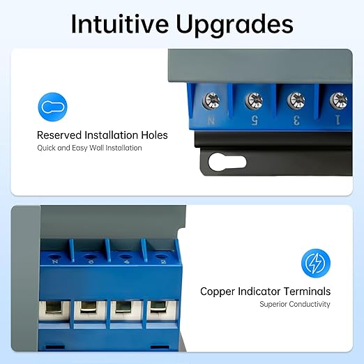 Power Automatic/Manual Transfer Switch, 63A AC110V 2-Way Generator Changeover Switch Hole M8 Installation 5.12 * 4.76in 4P/63A Blue