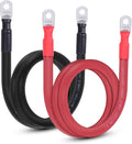 2 AWG Flexible Battery Cable with 5/16" Terminals - OFC Pure Copper Inverter & Welding Wire for Automotive Solar RV Motorcycle (Red + Black 3FT Pair)