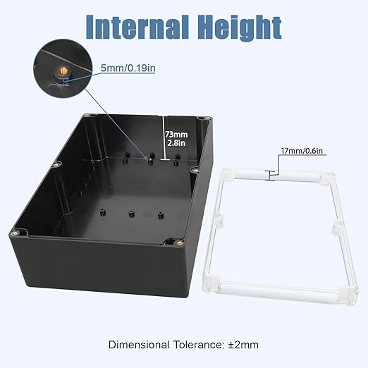 LeMotech Electrical Box Clear Cover Project Box IP65 Waterproof Junction Box ABS Plastic Case Universal Enclosure for Electronics, Black 10.3"x 7.1"x 3.7"(263x182x95mm)(Pack of 1)