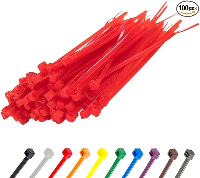 GTSE 4 Inch Red Zip Ties, 100 Pack, 18lb Strength, UV Resistant Nylon Small Cable Ties, Self-Locking 4" Tie Wraps