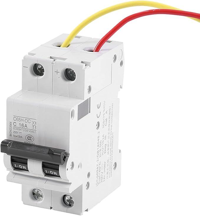 DC Miniature Circuit Breaker, Low Voltage 2 Pole 250A 63A DIN Rail Mount, DC Disconnect Switch for Solar Panels Grid DC System (63A)
