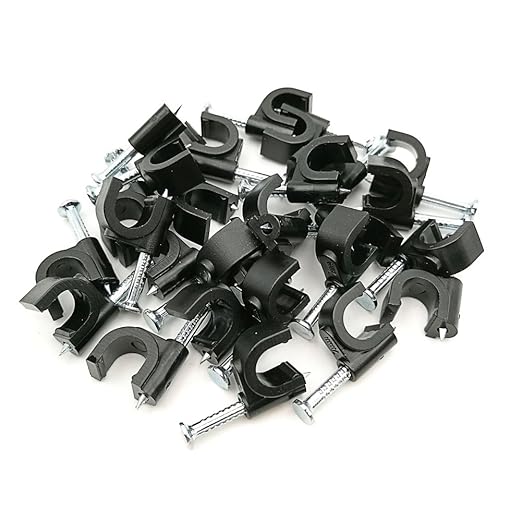 HS Electrical Cat6 Coaxial Cable Clips Outdoor 500 Pack Nail-in Wire Clamps,Nail Wire Holder Cord Management 7mm,Black